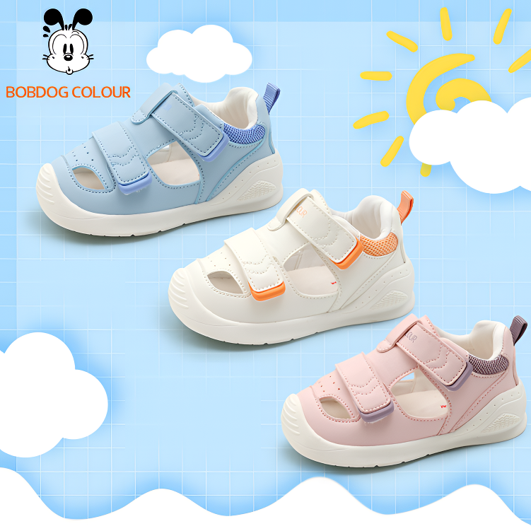 巴布豆【1-3岁宝宝夏季凉鞋】男女儿童包头软底防滑学步机能鞋5030