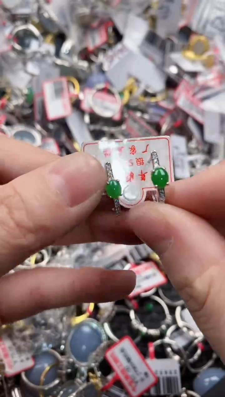 银S925镶嵌戒指翡翠555----2