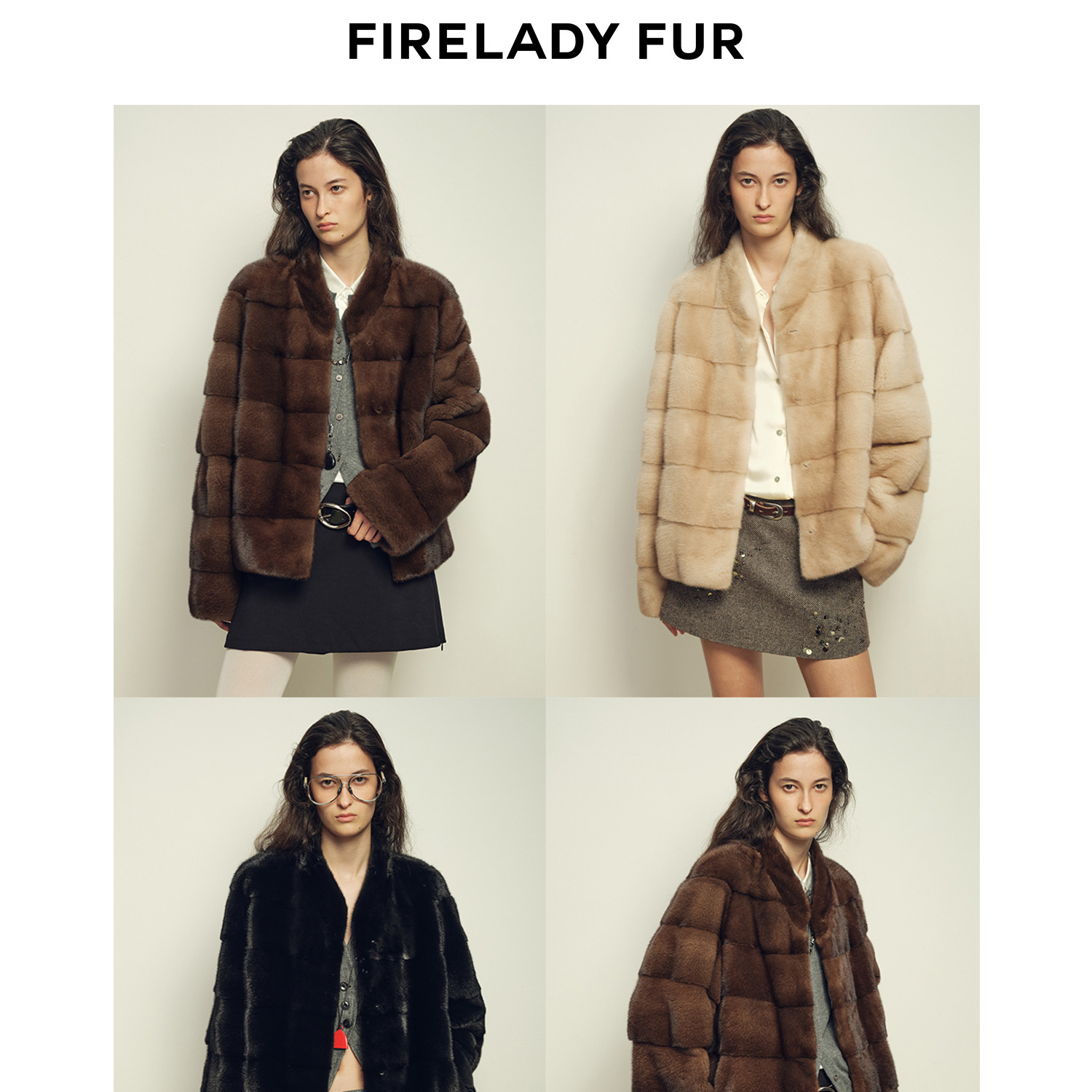 付智恩 好莱坞之夜 进口紫标级水貂皮草复古横排立领貂皮外套新款