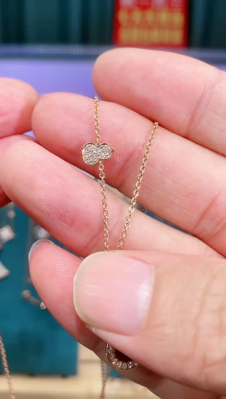 【闪购商品】钻石颈饰18K金镶嵌18K金钻石小葫芦套链