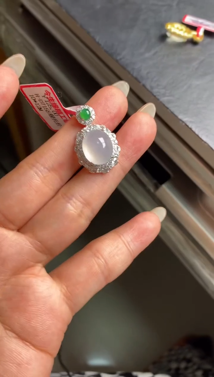 银S925镶嵌戒指翡翠天然A货翡翠