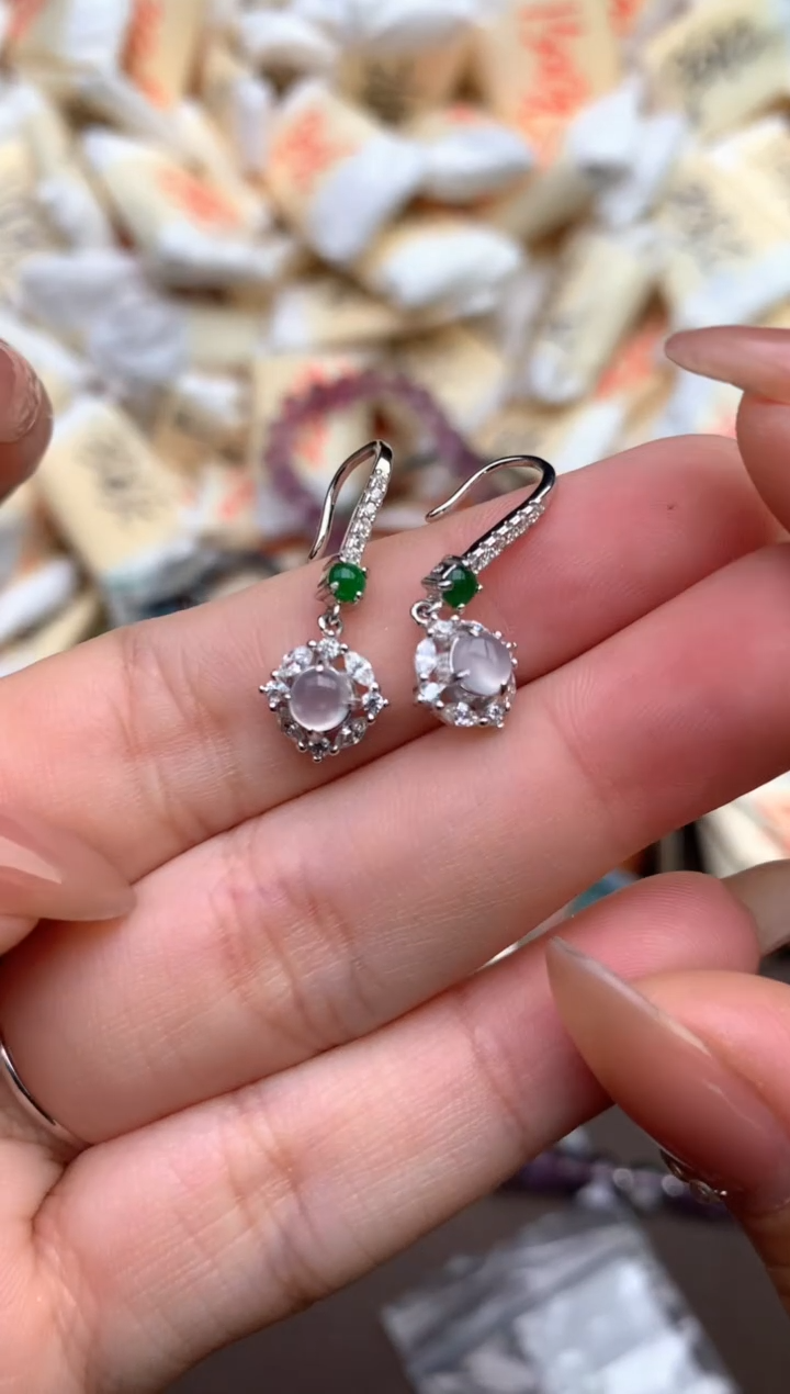 【闪购商品】翡翠耳饰银S925镶嵌—