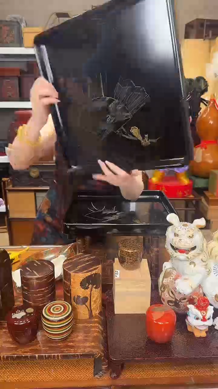 大漆高足脚茶托盘