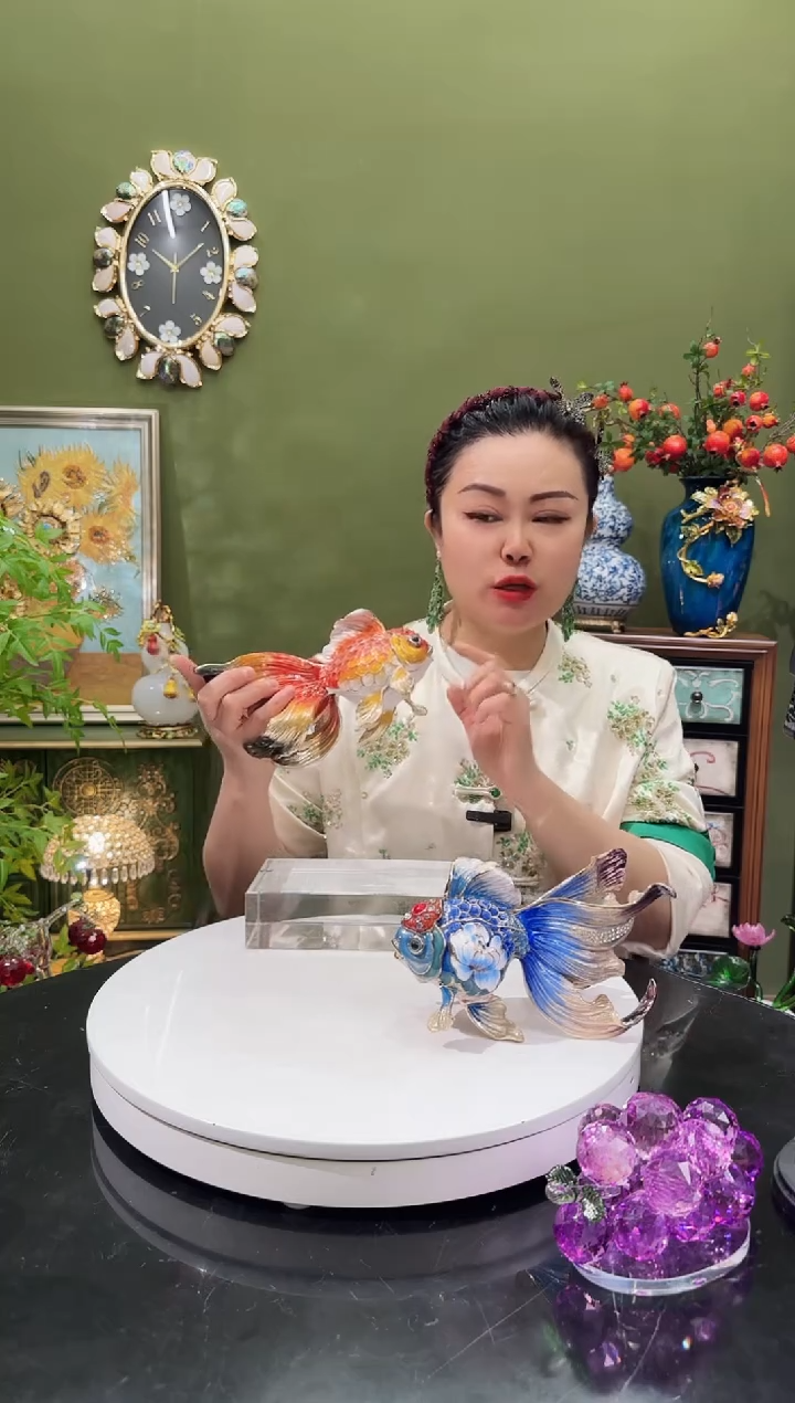 合金珐琅彩 一对金鱼