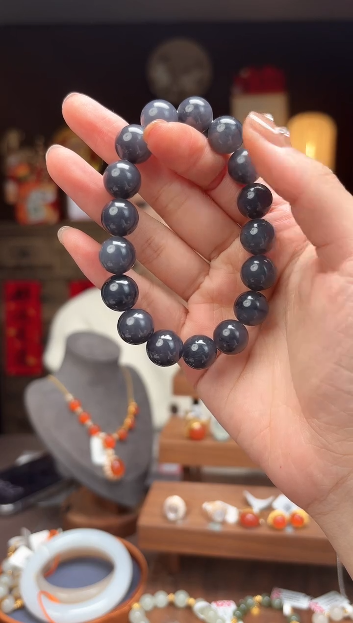 【闪购商品】和田玉BC21烟紫手串12mm+未镶嵌-