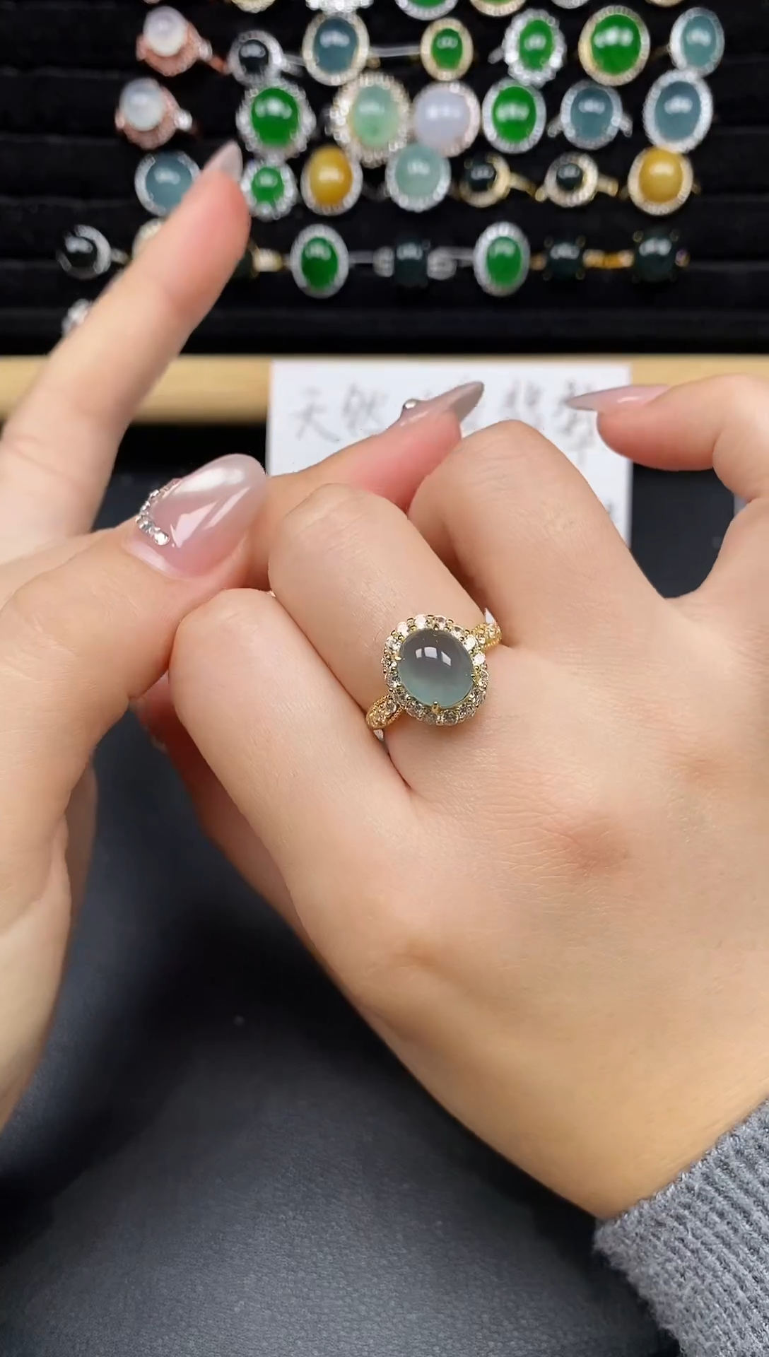 银S925镶嵌戒指翡翠238536