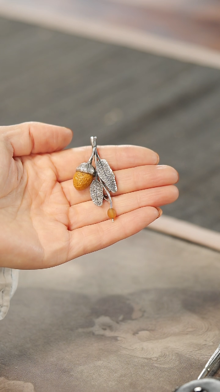 【闪购商品】玛瑙挂件银S925镶嵌设计款果实系列胸针