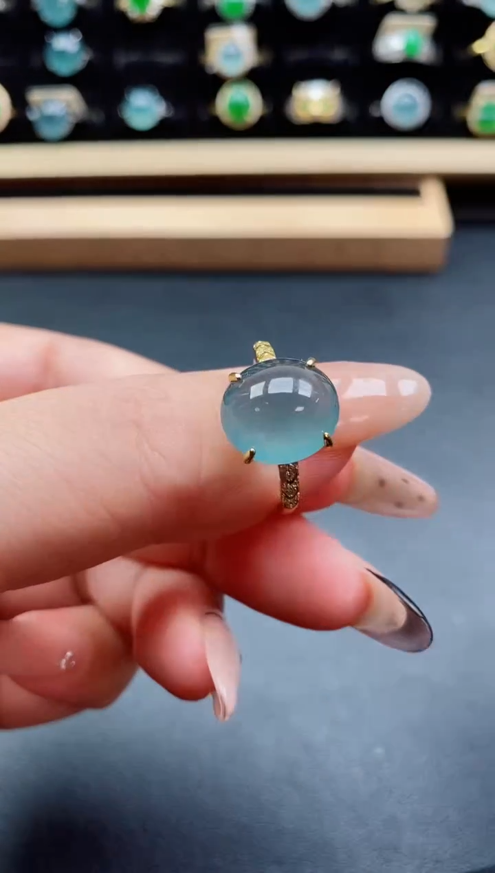 银S925镶嵌戒指翡翠1