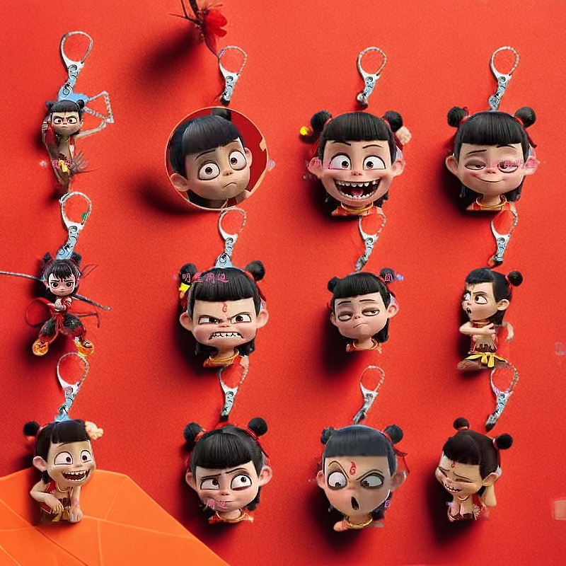 哪吒2魔童闹海同款钥匙扣背包挂件哪吒表情包亚克力饰品玩具