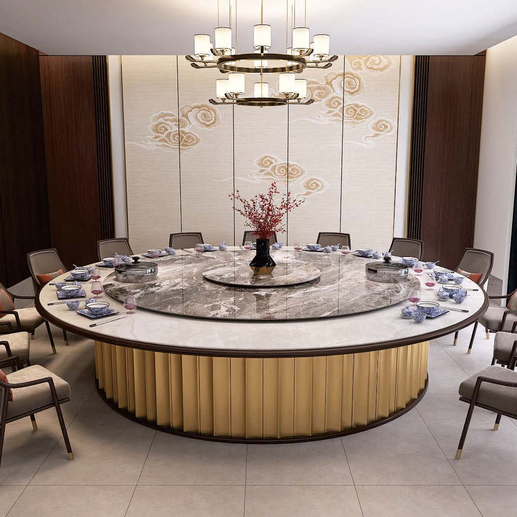 岩板多功能电动餐桌 火锅桌