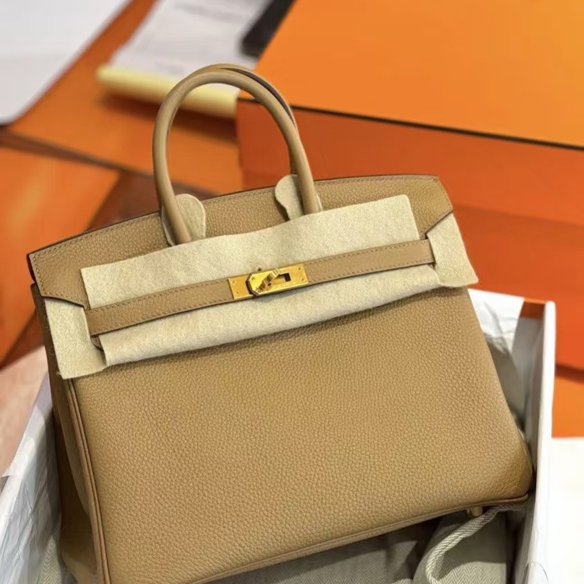 99新 Hermes/爱马仕 【小花Han】Birkin 25 新饼干色 Tg皮 Y刻 包