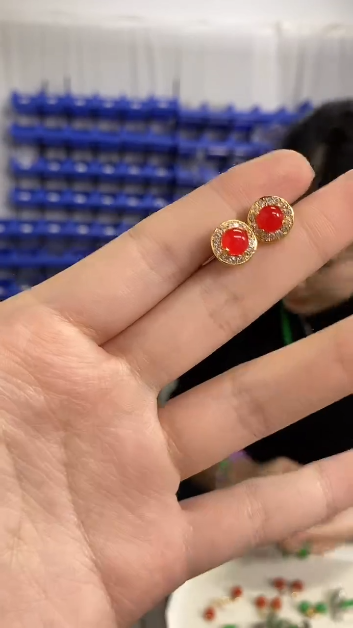 未镶嵌南红玛瑙耳饰多样性发其一颜色微差