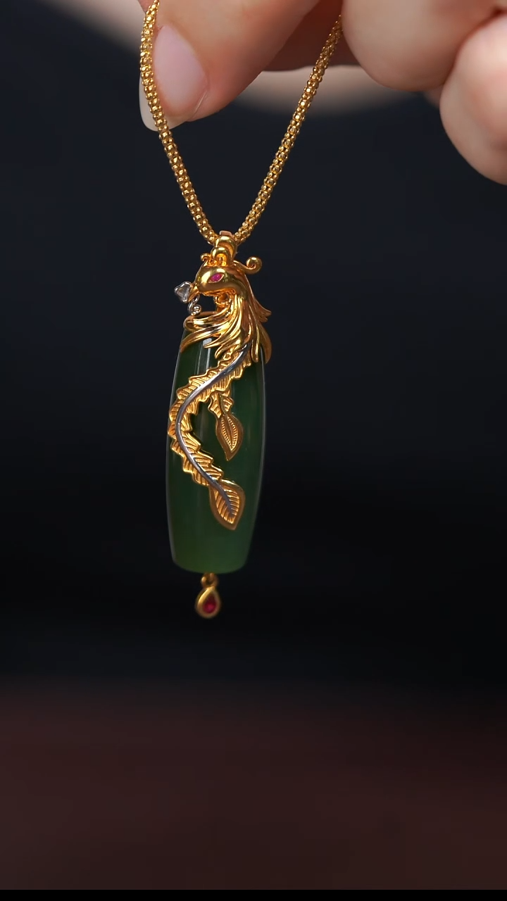 【闪购商品】和田玉18K金镶嵌吊坠(不含链)D45 不含链