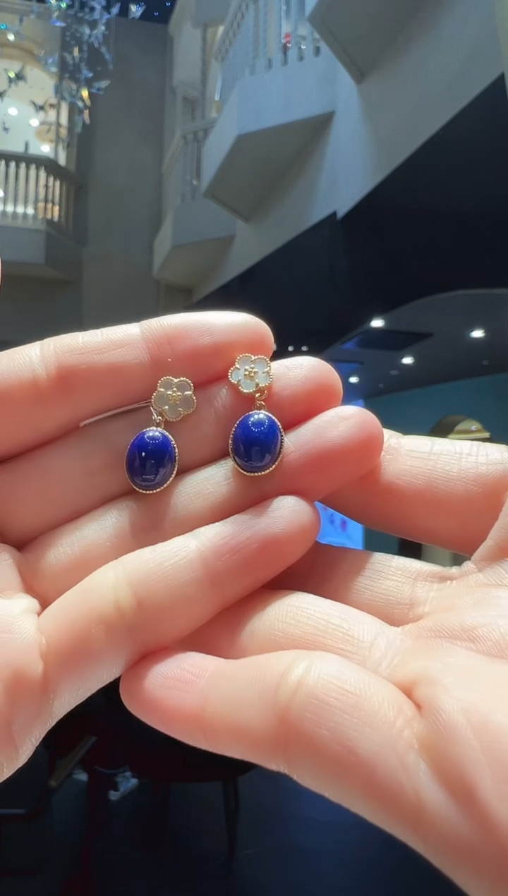 【闪购商品】青金石耳饰银S925镶嵌14】