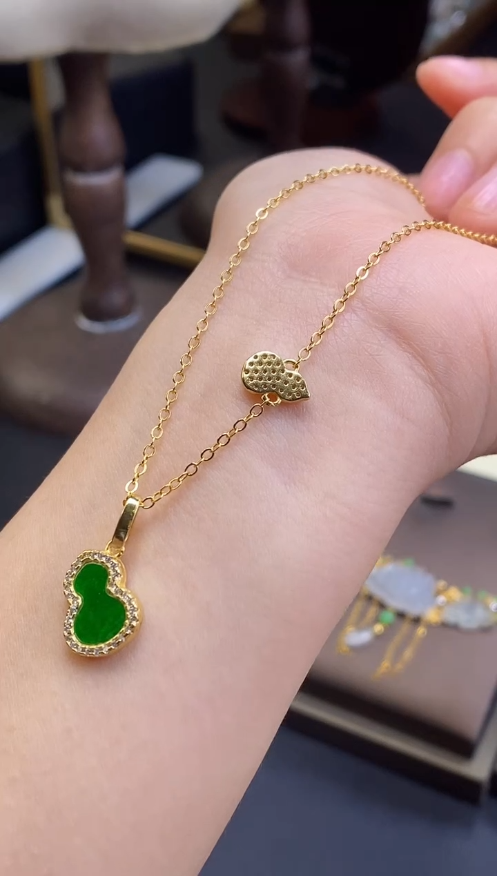 颈饰银S925镶嵌翡翠12259