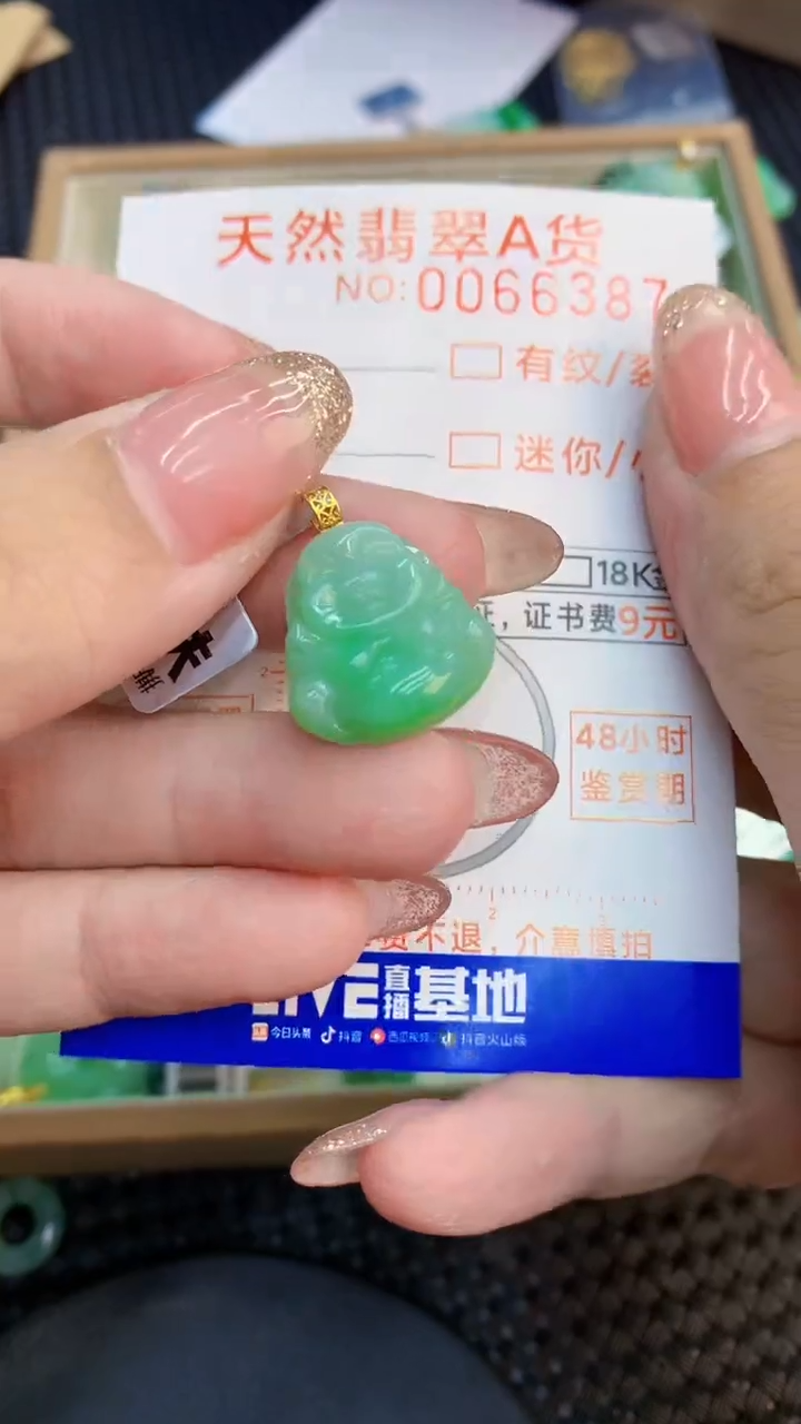 翡翠18K金镶嵌颈饰            8