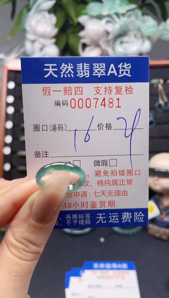 翡翠戒指未镶嵌16*7481