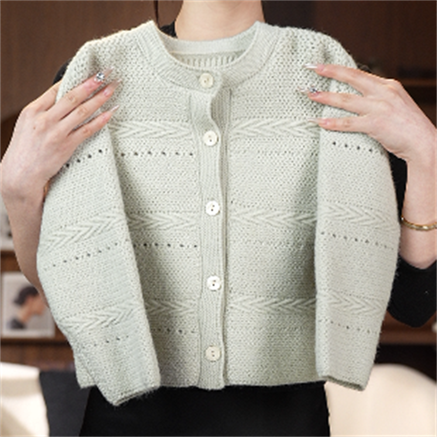  【CW】小众原创 设计款开衫毛衣 ‘’纯色嫩绿‘’ MY