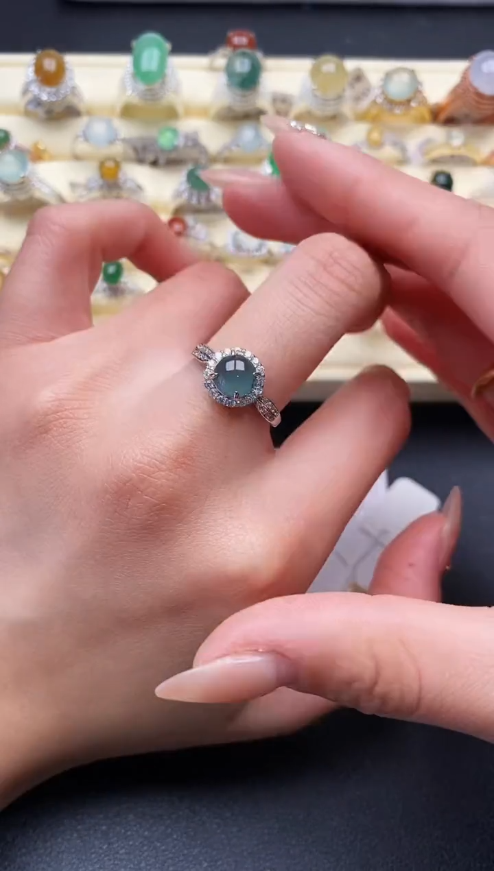 【闪购商品】翡翠戒指银S925镶嵌2222222+6