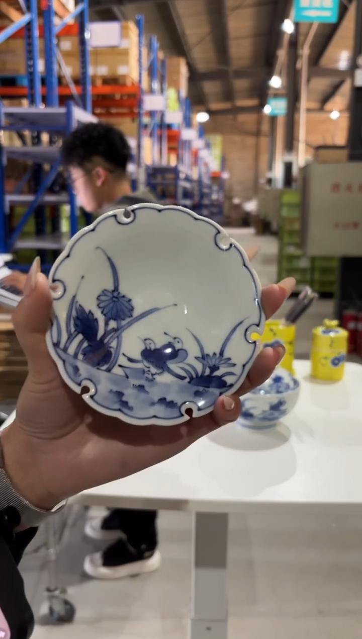 玻璃纸花鳥草花　雪輪小皿
