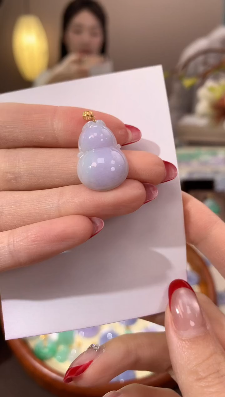 【闪购商品】翡翠颈饰18K金镶嵌天然缅甸a货翡翠