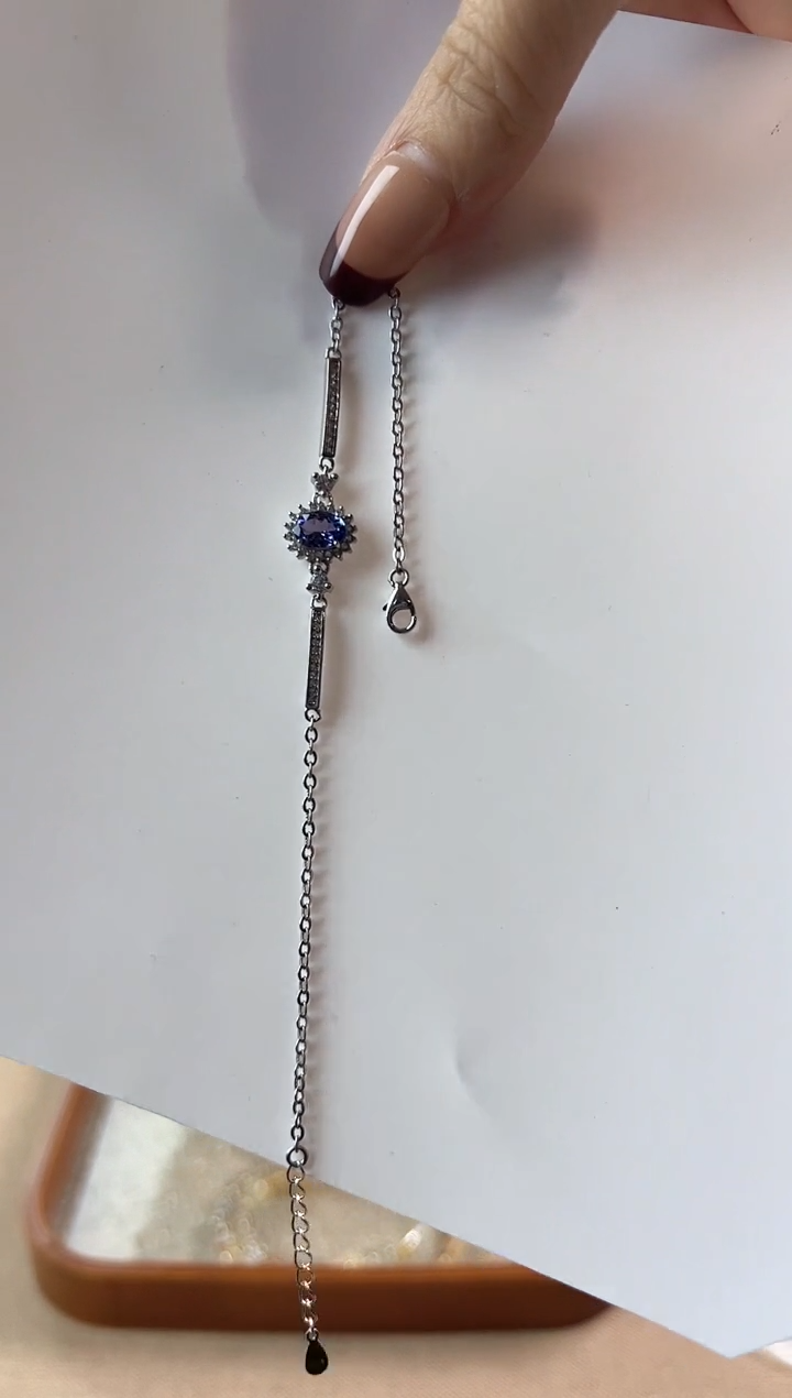 【闪购商品】坦桑石手链银S925镶嵌KT24042614