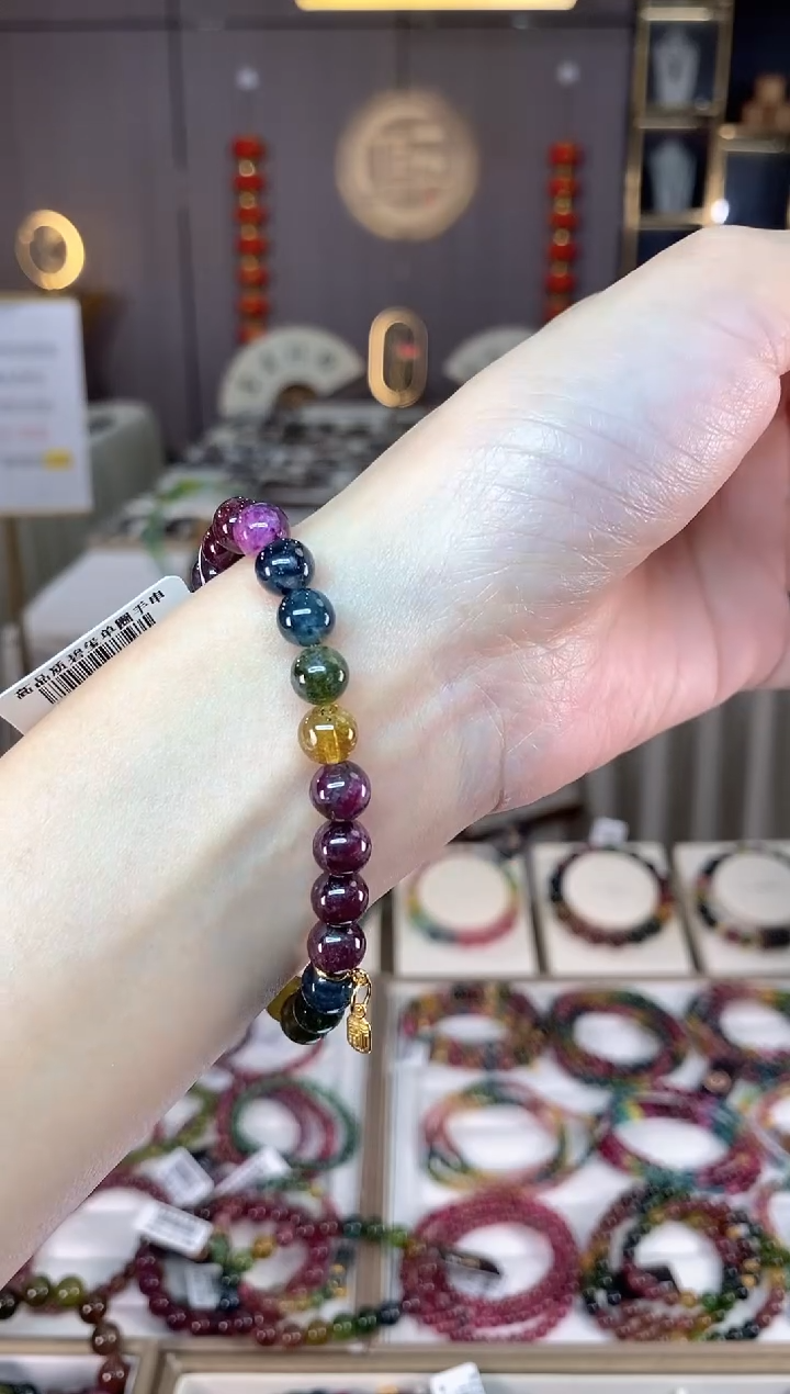 未镶嵌老矿碧玺单圈手串7mm+碧玺dan多样性发货一条