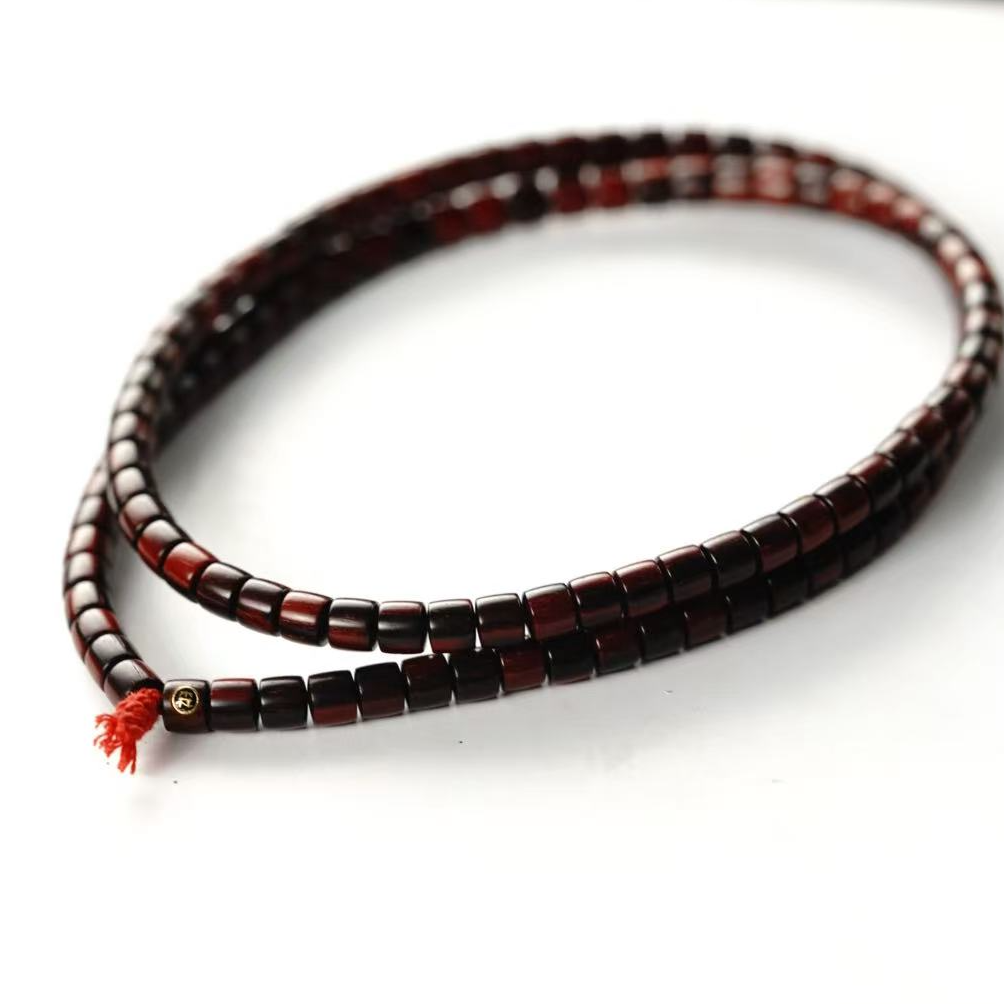 【森度SinDo】ZT108 印度小叶紫檀5*5.7mm藏式竹节多圈手串金标款