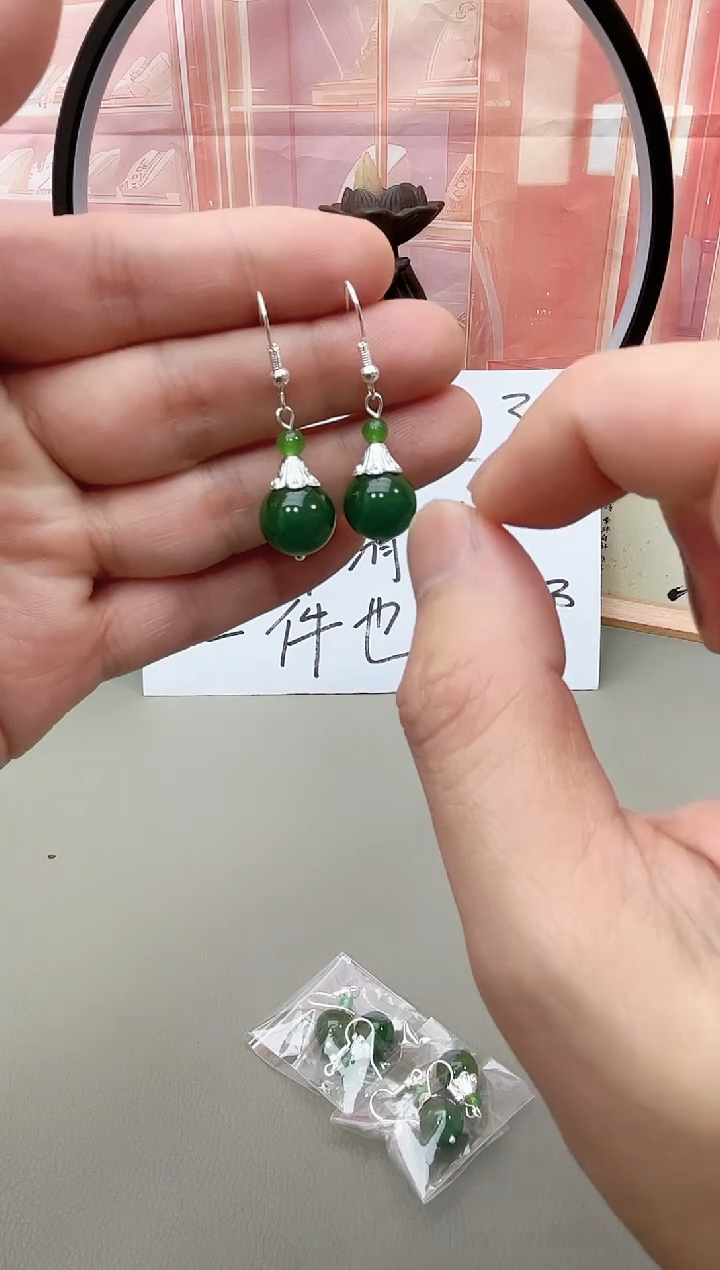 银S925镶嵌耳坠玛瑙/玉髓j201