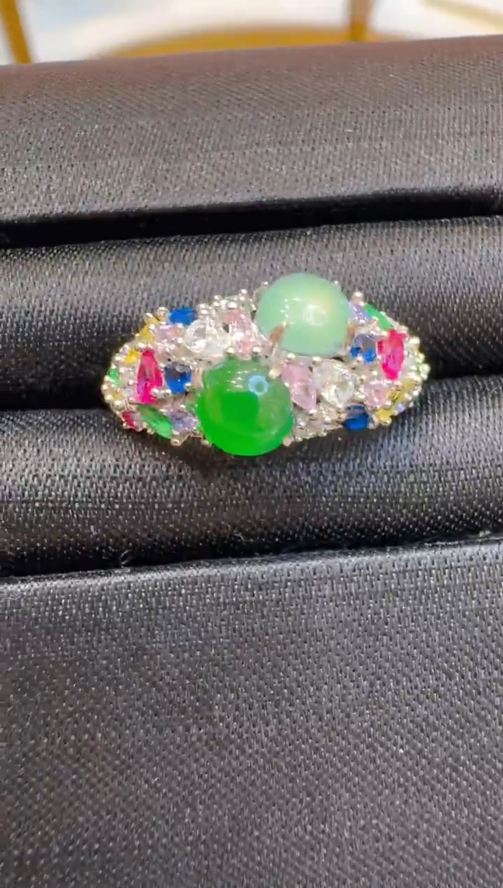 银S925镶嵌戒指翡翠多样性团购发一件