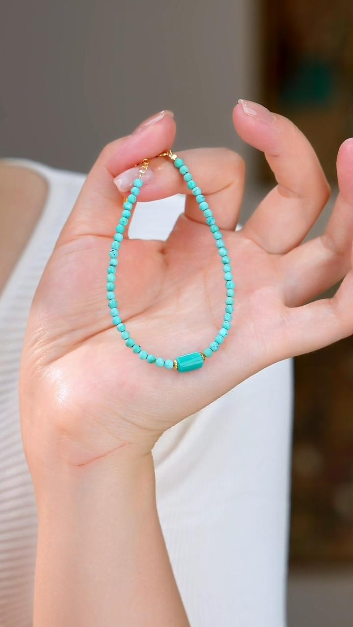 银S925镀金镶嵌绿松石手链多样性发货