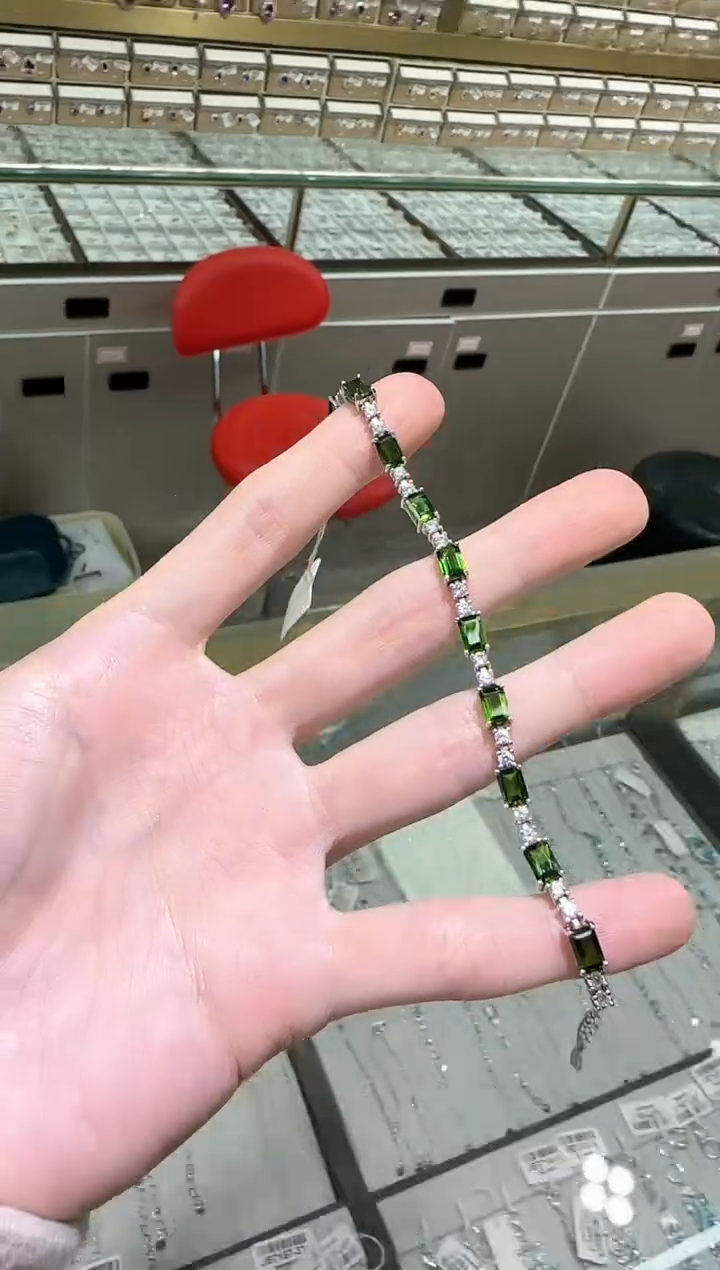 【闪购商品】透辉石手链银S925镶嵌5*7mm