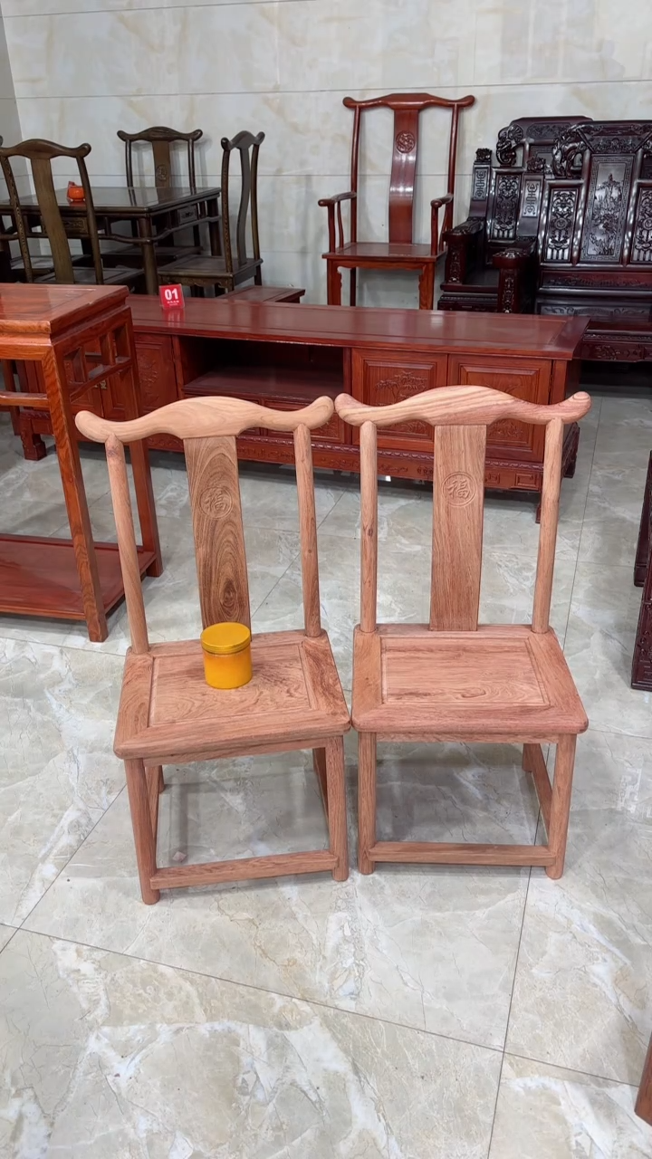 【闪购商品】花梨木类成套家具赞比亚花梨木儿童椅一对