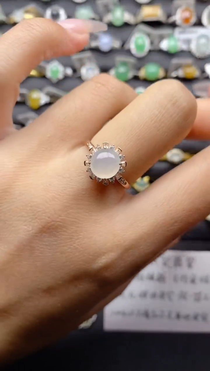 【闪购商品】翡翠戒指银S925镶嵌S925银镶嵌翡翠戒指