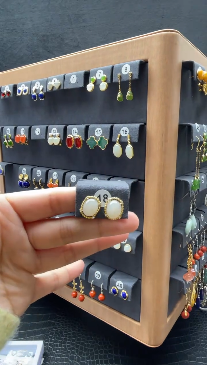 【闪购商品】和田玉耳饰银S925镶嵌0018