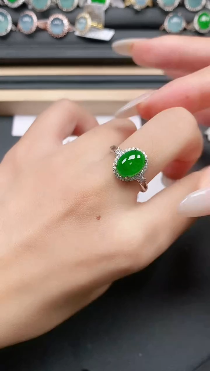 翡翠戒指银S925镶嵌11111111