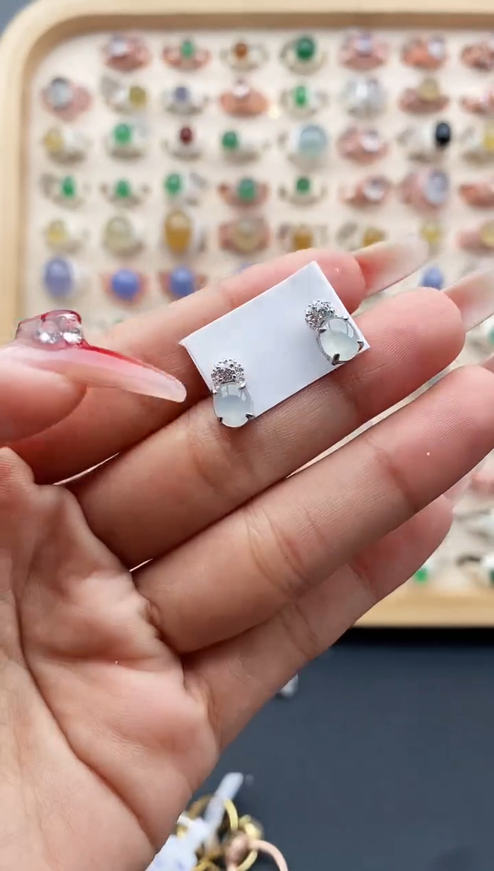 【闪购商品】翡翠戒指银S925镶嵌缅甸天然A货翡翠333   10-6