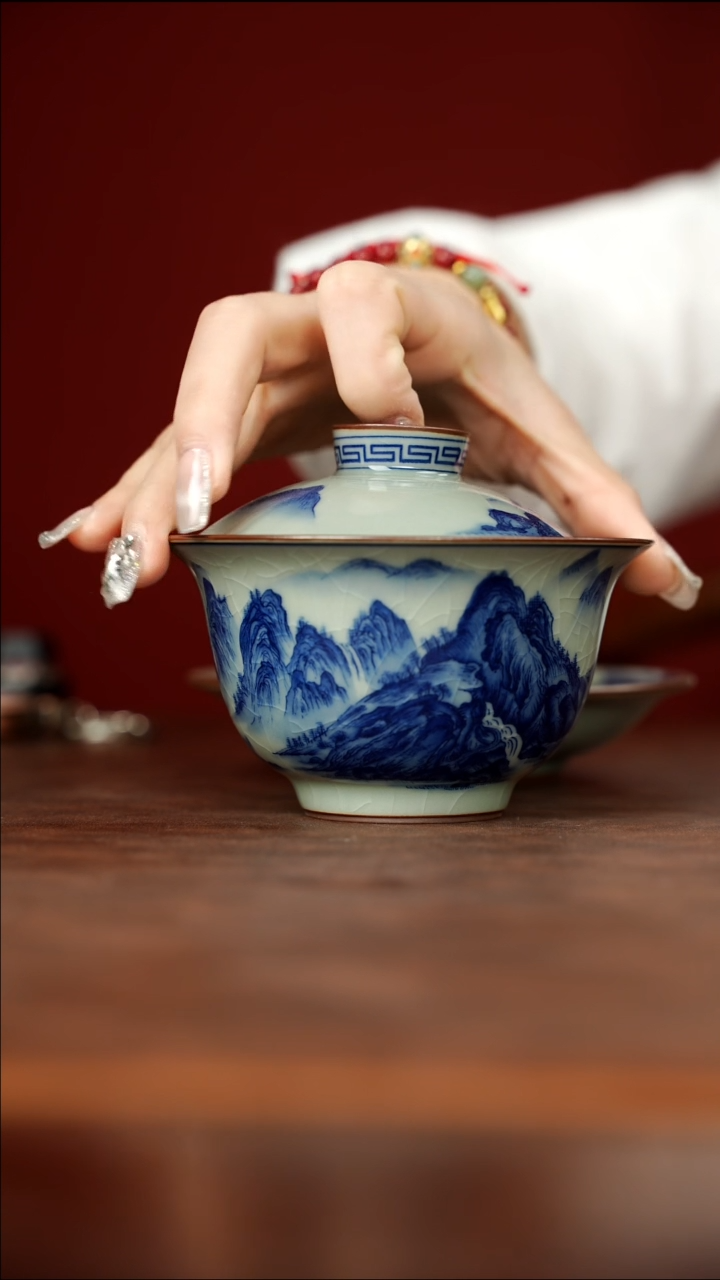 炎匠堂千里江山三才盖碗八件套