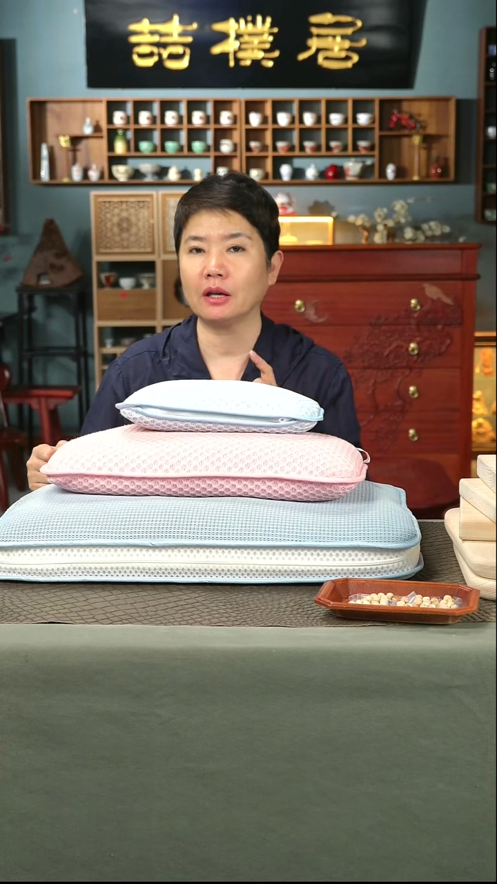 木龙**野八斤桧木粒枕-蓝色