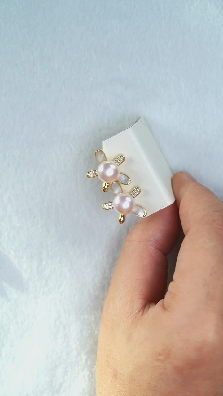 未镶嵌耳饰淡水珍珠小花珍珠耳钉