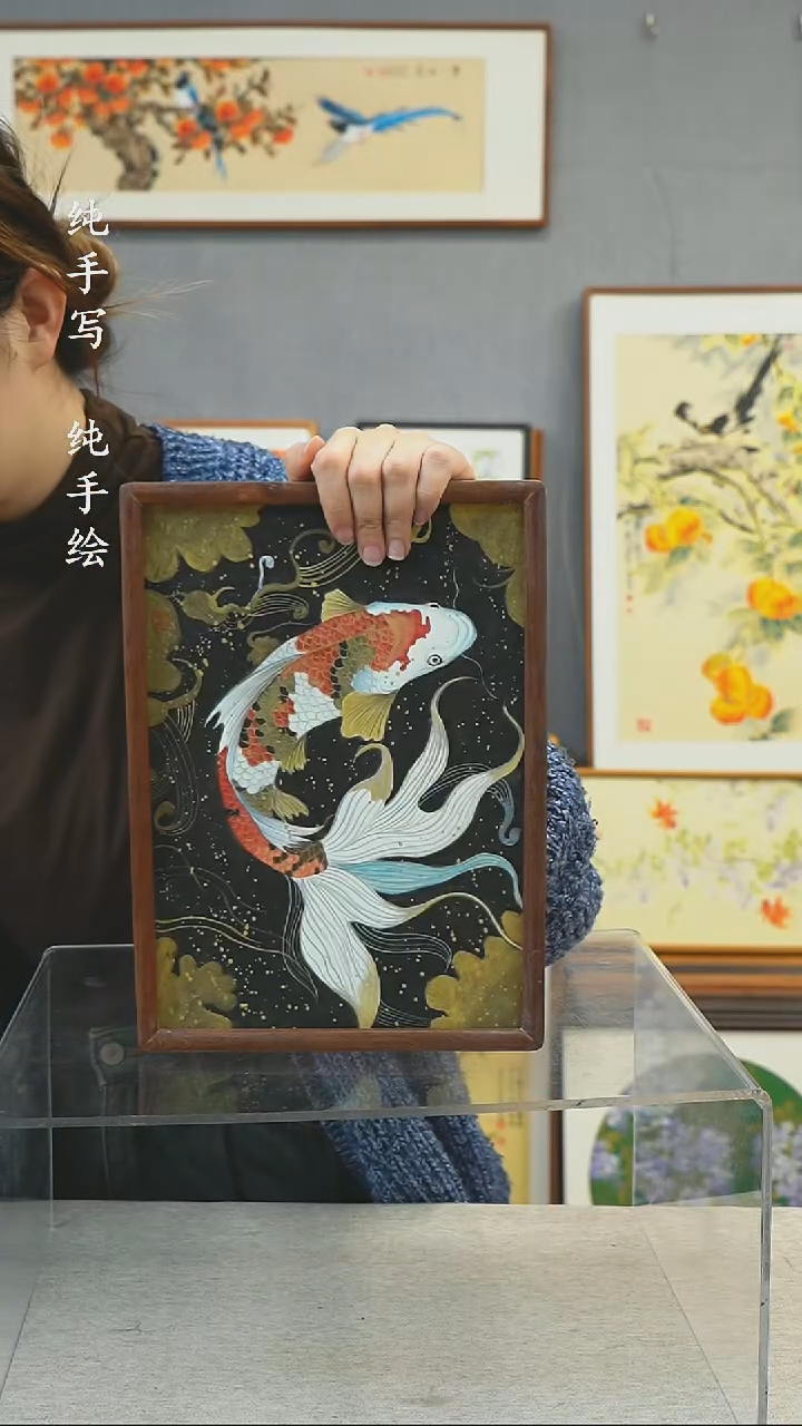 【闪购商品】国画A4-23*32摆台手绘作品-杨春柳