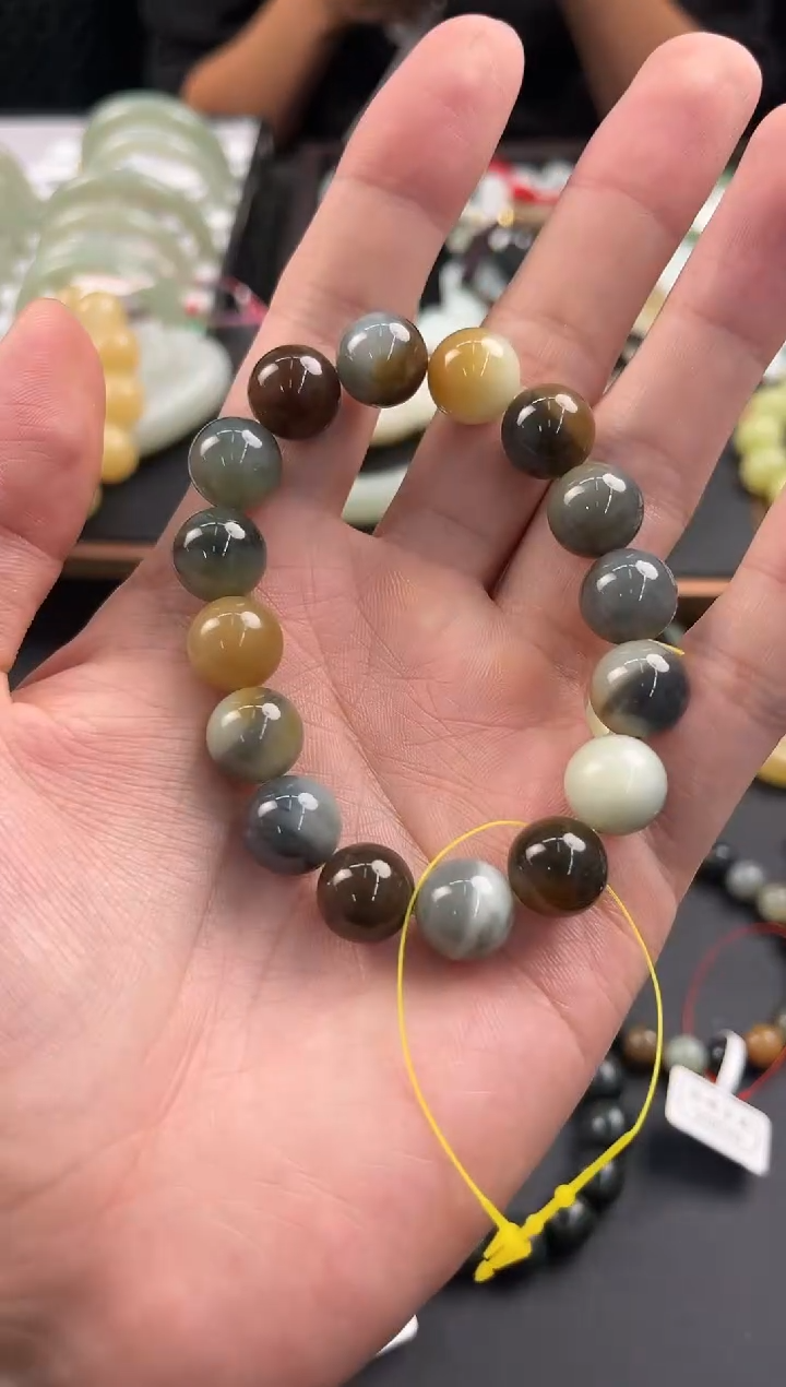 未镶嵌手串和田玉静*若羌楼兰三色手串卡12微色差