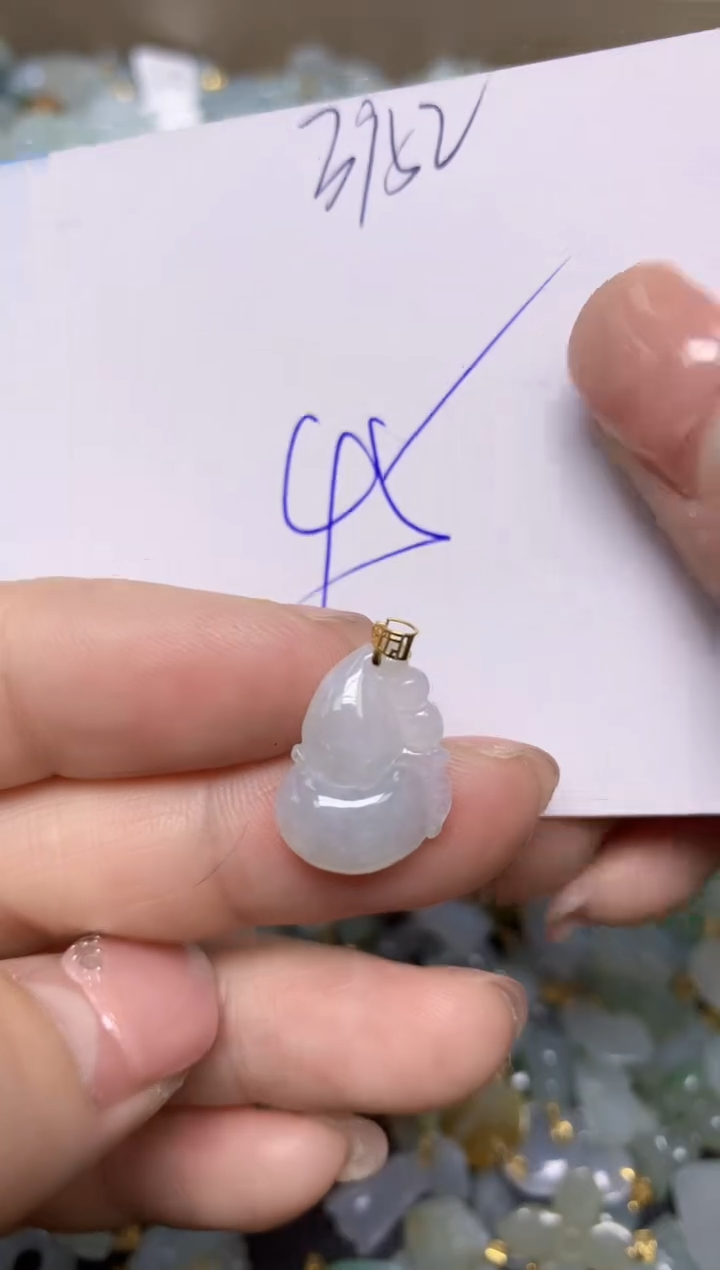 【闪购商品】翡翠挂件18K金镶嵌 天然翡翠A货