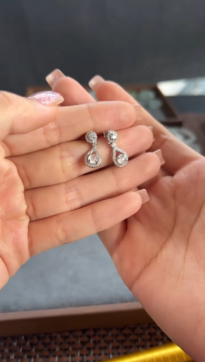 【闪购商品】翡翠耳饰银S925镶嵌509买断