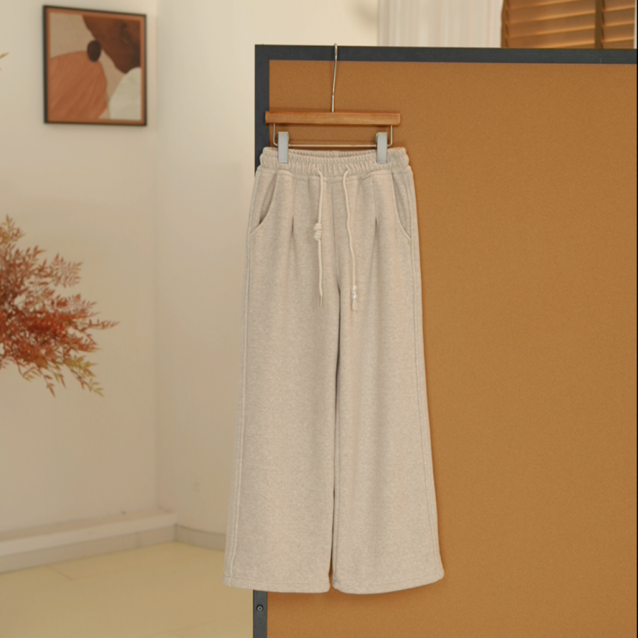 秋冬季女大童加绒休闲裤加厚针织百搭休闲初中生亲子-SW679