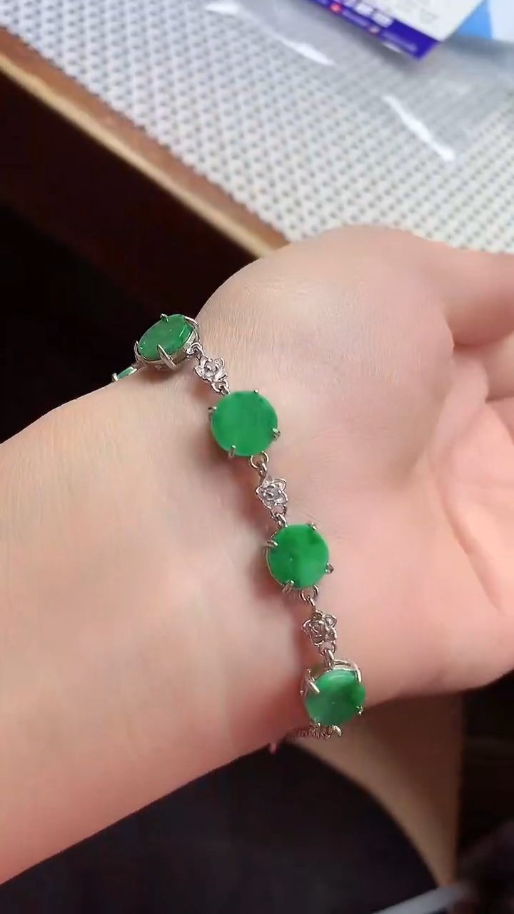 【闪购商品】翡翠手链银S925镶嵌手链