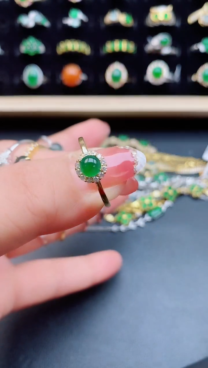 【闪购商品】翡翠戒指银S925镶嵌5085