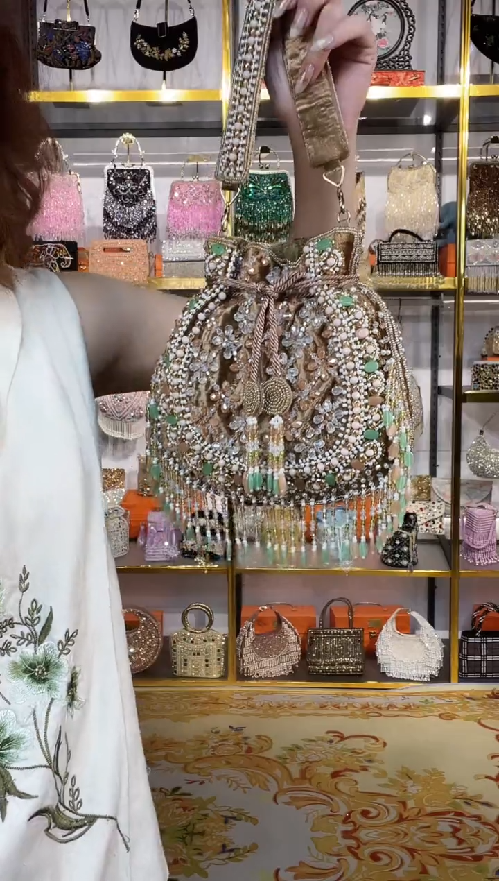 织物珠韵恒泽重工串珠手提包