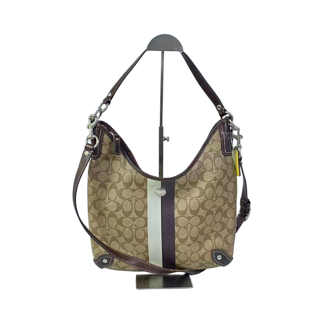 95新 COACH/蔻驰 经典老花PVC拼皮单肩斜挎包  AF-11582-C