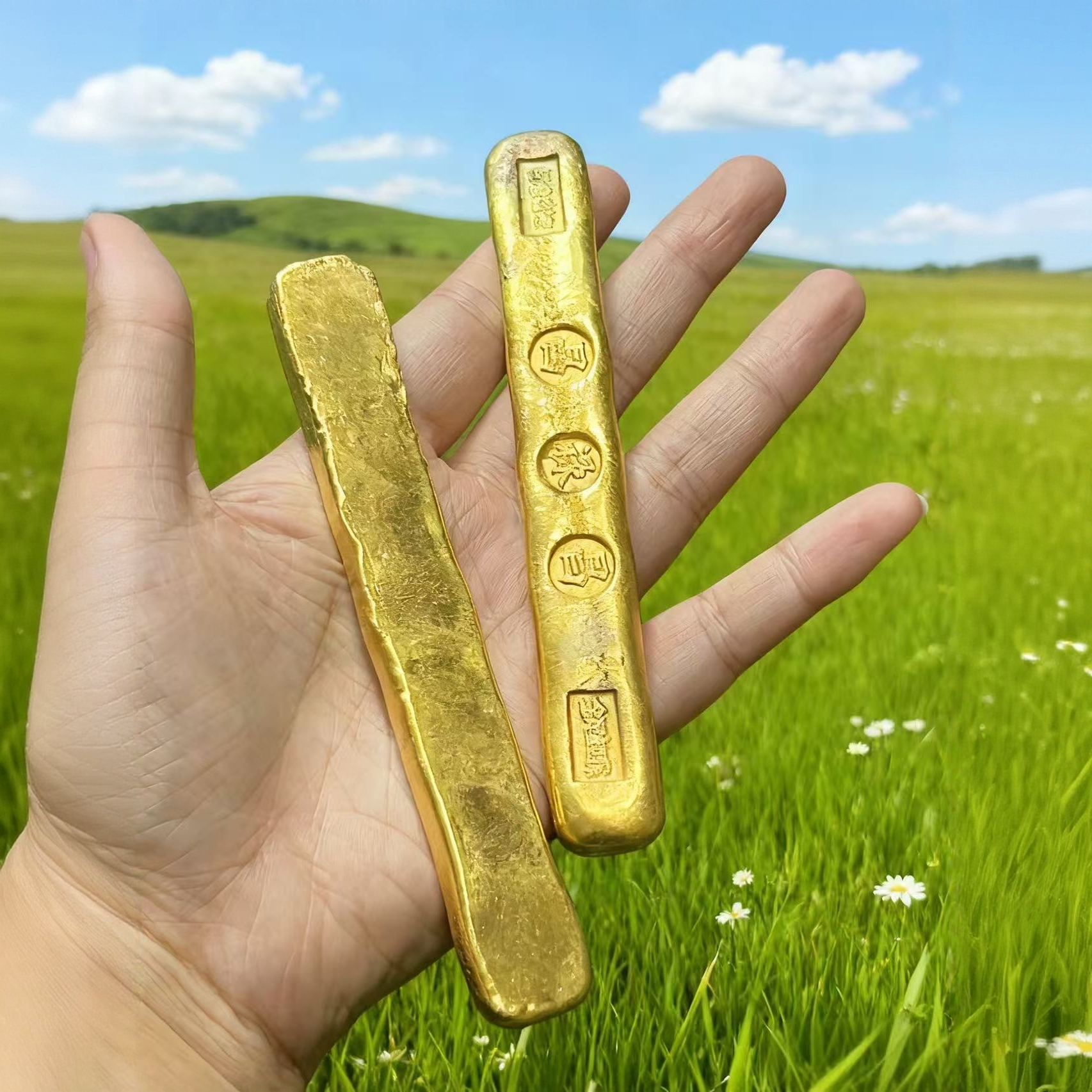 精致福禄寿禧财实心长条大黄鱼摆饰